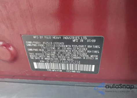 2010 Subaru Forester 2.5Xt Limited z USA, uszkodzony, nr VIN JF2SH6FC4AH725224